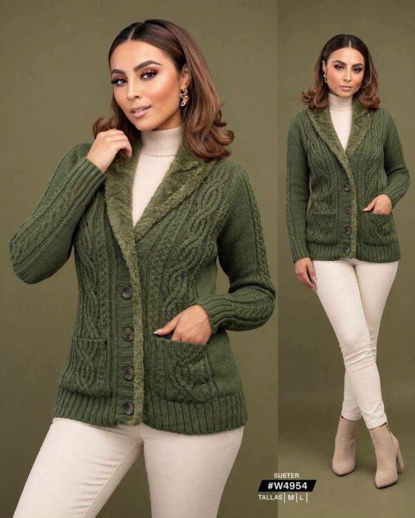 4954 - CARDIGAN DE PUNTO ABORREGADO PREMIUM PARA DAMA (1 PZA)