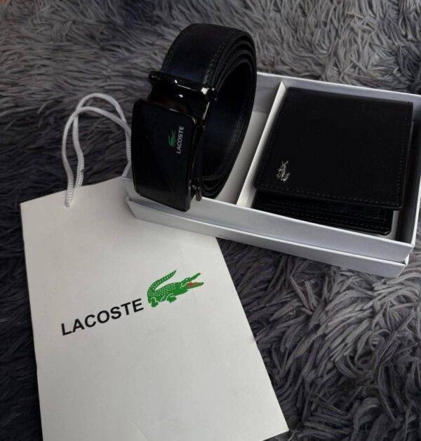 S8106- CARTERA Y CINTURON LACOSTE PREMIUM CON CAJA. (1 PZA)