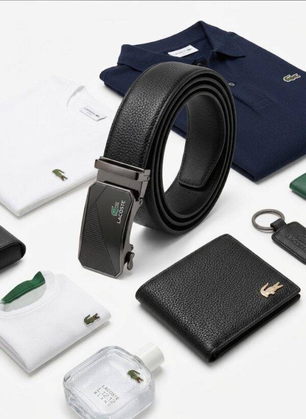 S8106- CARTERA Y CINTURON LACOSTE PREMIUM CON CAJA. (1 PZA)