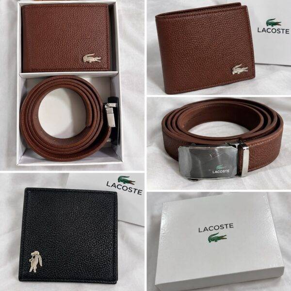 S8106- CARTERA Y CINTURON LACOSTE PREMIUM CON CAJA. (1 PZA)